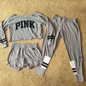 Victoria secret pink sweatsuit & matching shorts
